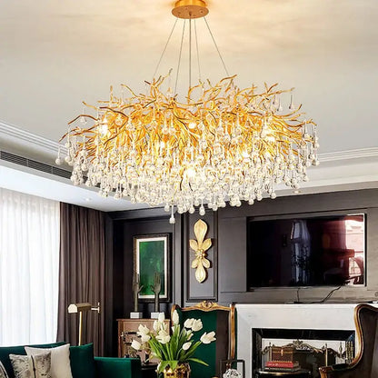 Modern gold crystal led chandelier dining room light