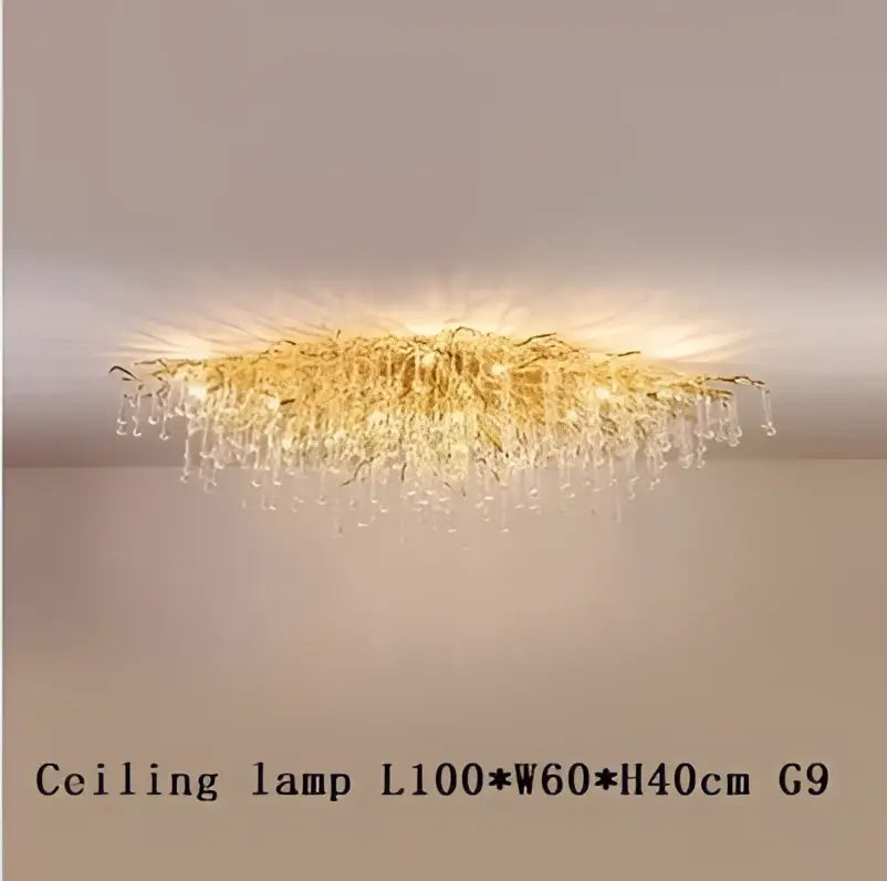 Modern gold crystal led chandelier dining room light