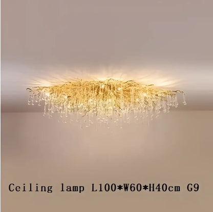 Modern gold crystal led chandelier dining room light