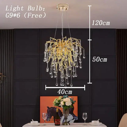 Modern gold crystal led chandelier dining room light