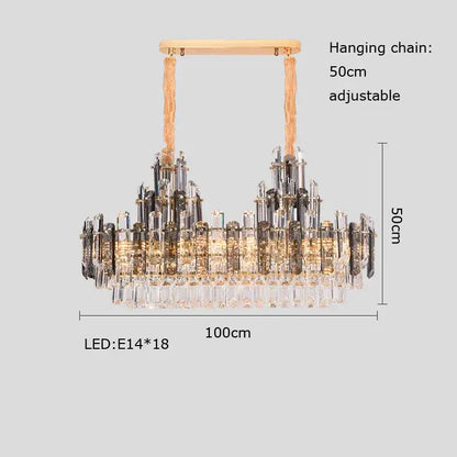 Modern gold crystal led chandelier dining room pendant light