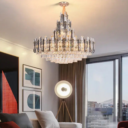Modern gold crystal led chandelier dining room pendant light