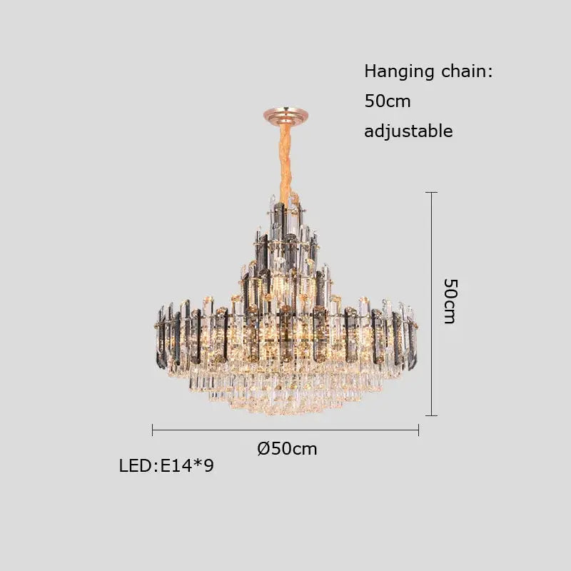 Modern gold crystal led chandelier dining room pendant light