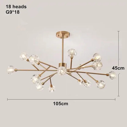 Modern gold crystal led chandelier for dining room