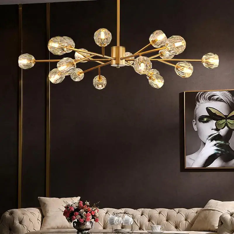 Modern gold crystal led chandelier for dining room
