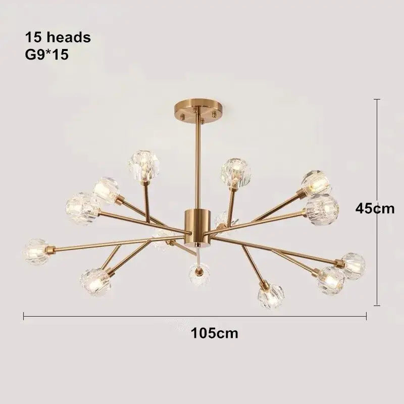 Modern gold crystal led chandelier for dining room