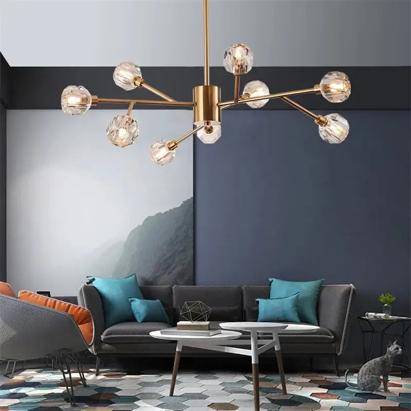 Modern gold crystal led chandelier for dining room