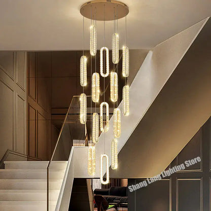 Modern gold crystal led chandelier for living room staircase