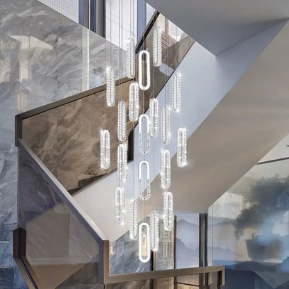 Modern gold crystal led chandelier for living room staircase