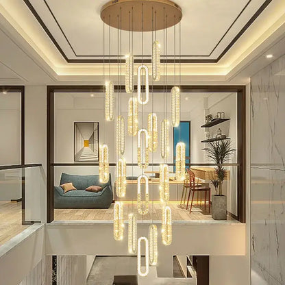 Modern gold crystal led chandelier for living room staircase