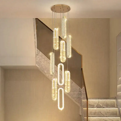 Modern gold crystal led chandelier for living room staircase