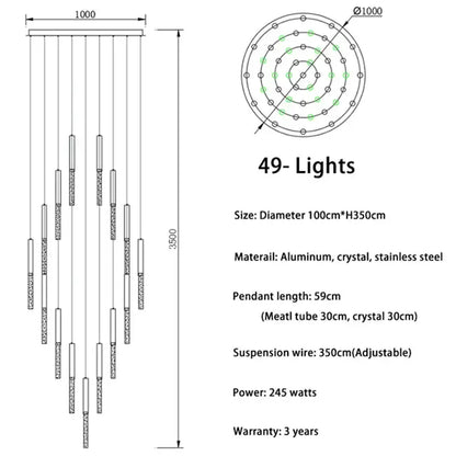 Modern gold crystal led chandelier living room light