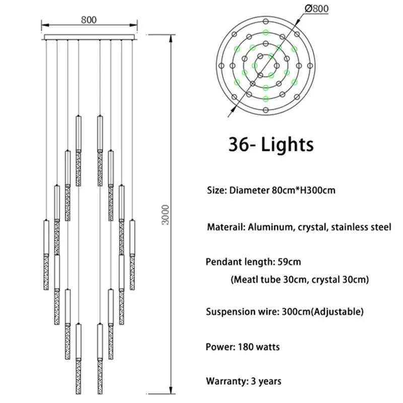 Modern gold crystal led chandelier living room light