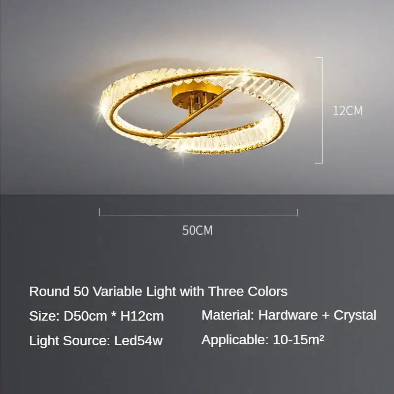 Modern gold crystal led chandelier living room light