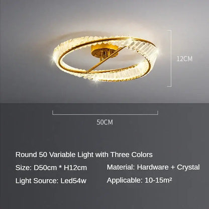 Modern gold crystal led chandelier living room light
