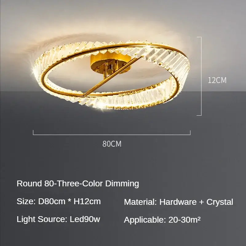 Modern gold crystal led chandelier living room light