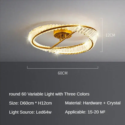 Modern gold crystal led chandelier living room light