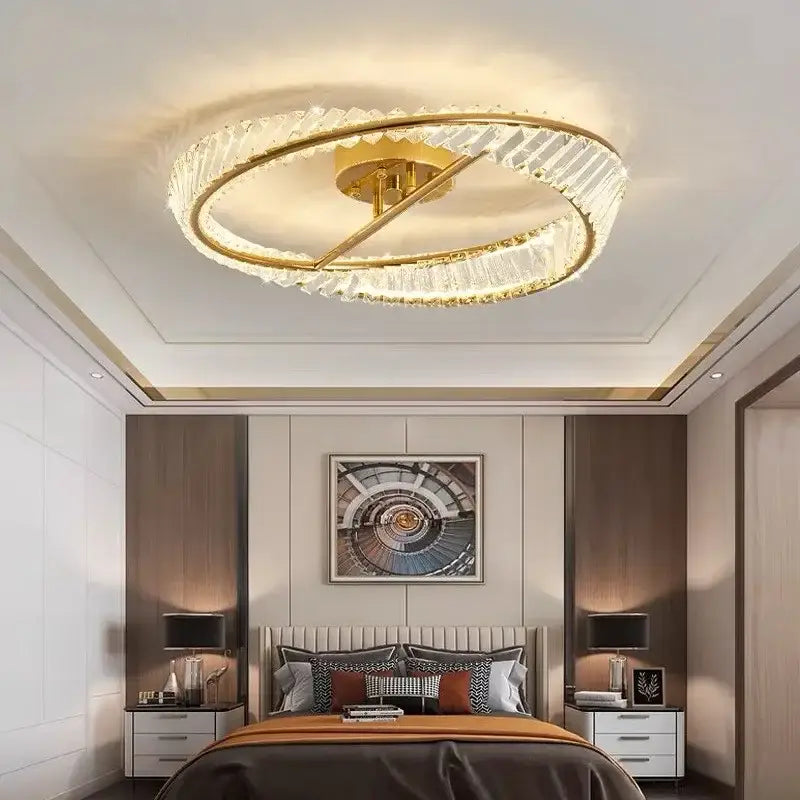 Modern gold crystal led chandelier living room light