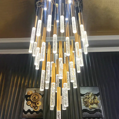 Modern gold crystal led chandelier staircase living room
