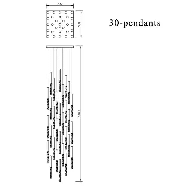 Modern gold crystal led chandelier staircase living room