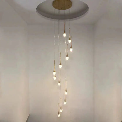 Modern gold crystal led chandeliers staircase light