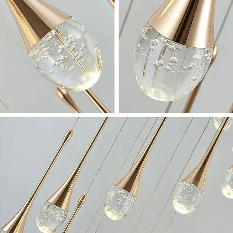 Modern gold crystal led chandeliers staircase light