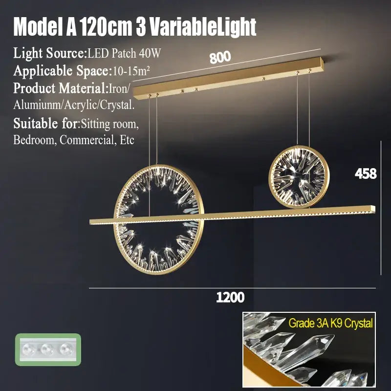 Modern gold crystal pendant chandelier dining room lighting