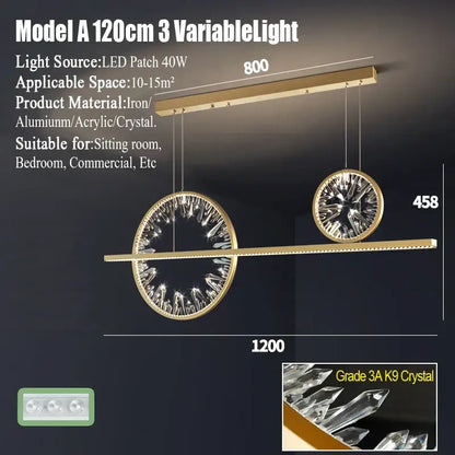 Modern gold crystal pendant chandelier dining room lighting