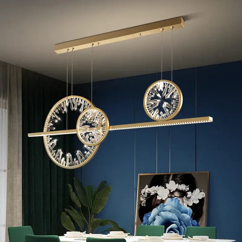 Modern gold crystal pendant chandelier dining room lighting