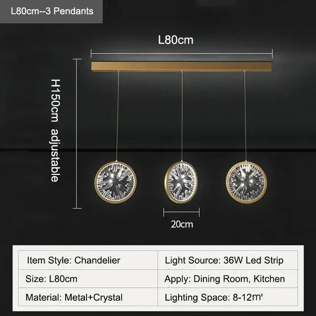 Modern gold crystal pendant chandelier dining room lighting