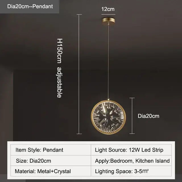 Modern gold crystal pendant chandelier dining room lighting