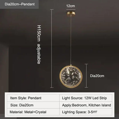 Modern gold crystal pendant chandelier dining room lighting