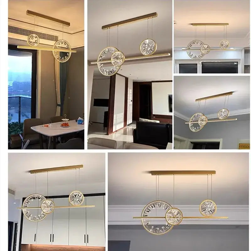 Modern gold crystal pendant chandelier dining room lighting