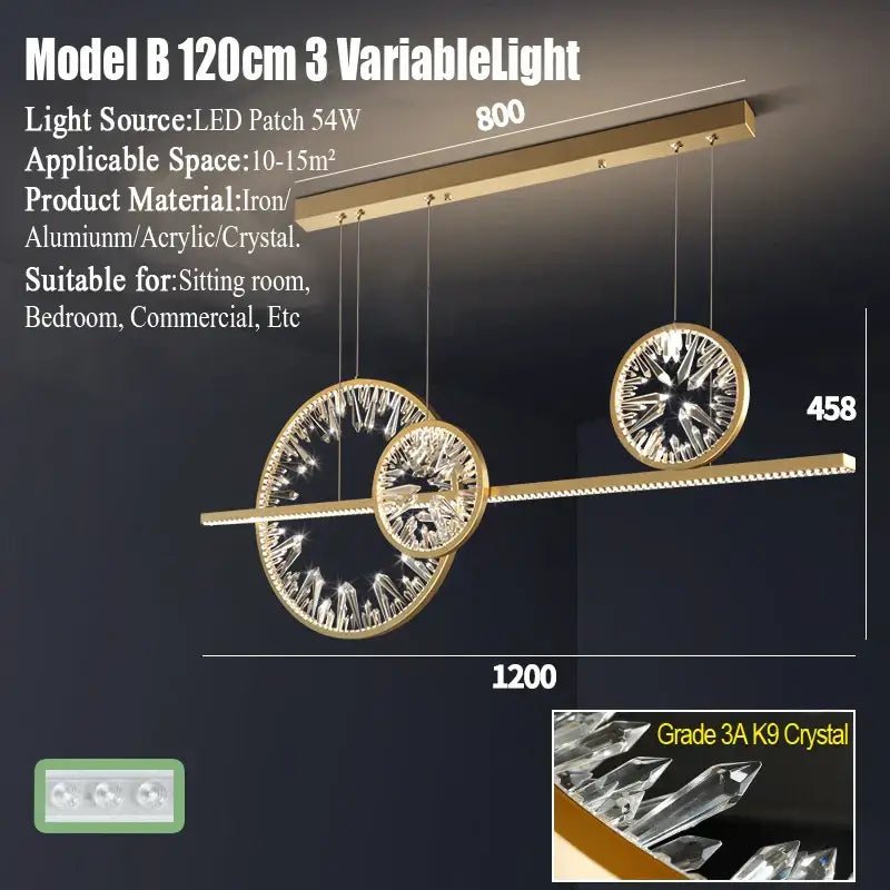 Modern gold crystal pendant chandelier dining room lighting
