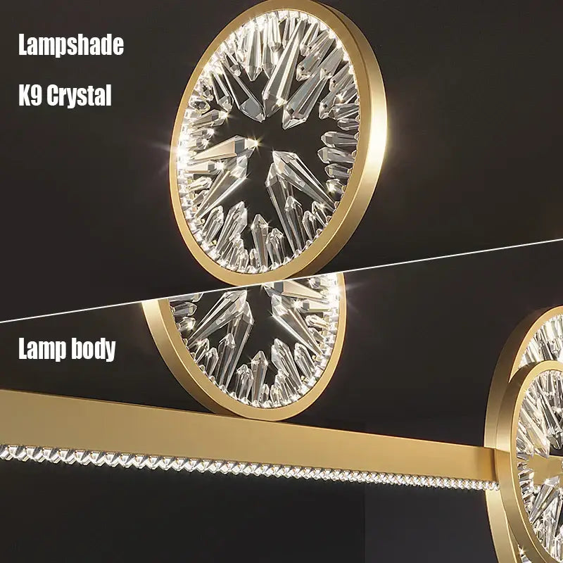 Modern gold crystal pendant chandelier dining room lighting