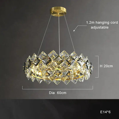 Modern gold crystal round chandelier dining room light