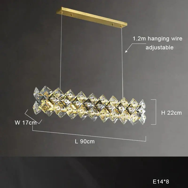 Modern gold crystal round chandelier dining room light