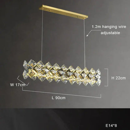 Modern gold crystal round chandelier dining room light