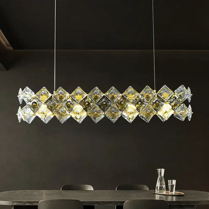 Modern gold crystal round chandelier dining room light