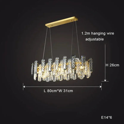 Modern gold crystal round chandelier dining room light