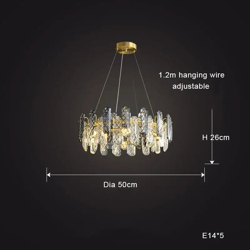 Modern gold crystal round chandelier dining room light