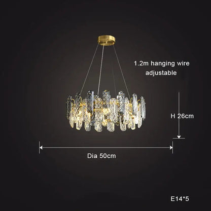 Modern gold crystal round chandelier dining room light
