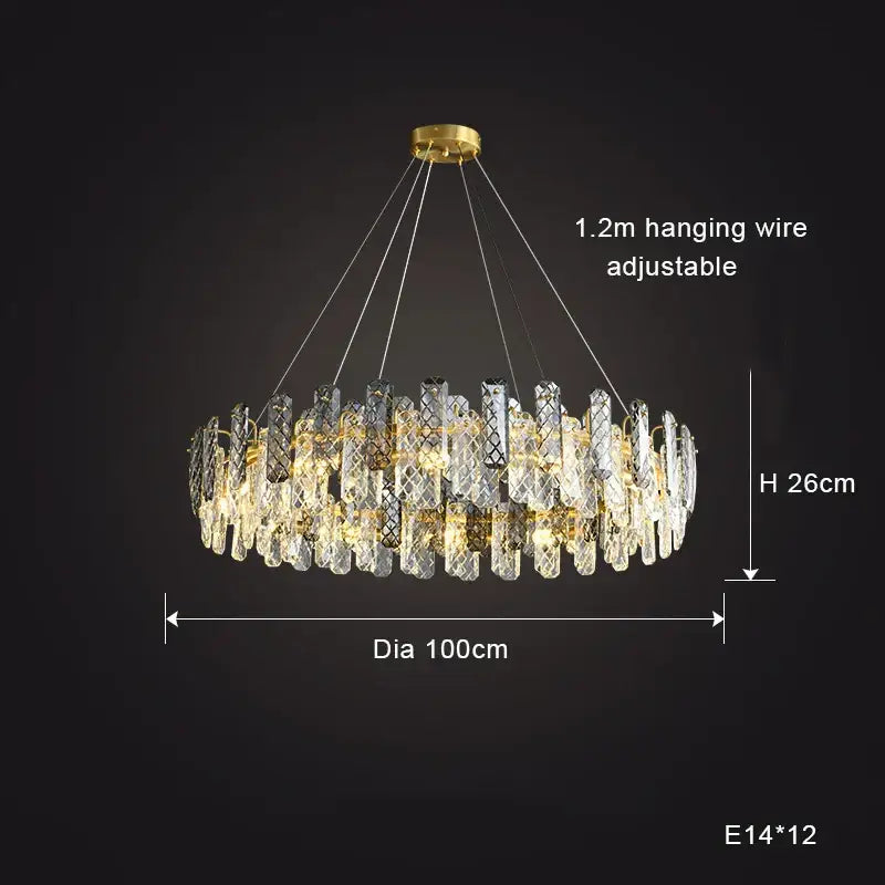 Modern gold crystal round chandelier dining room light