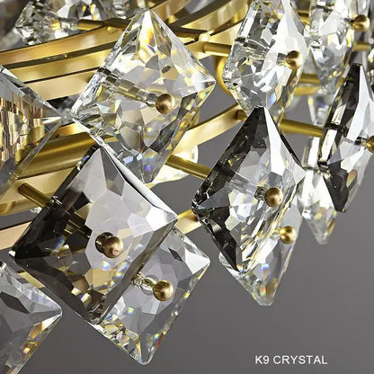 Modern gold crystal round chandelier dining room light