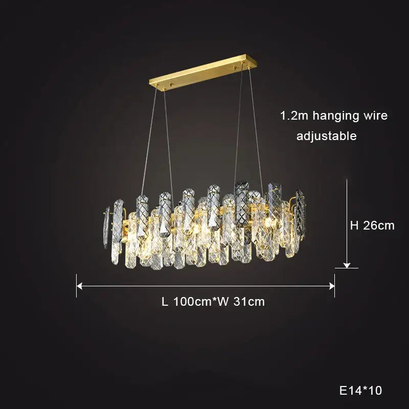 Modern gold crystal round chandelier dining room light