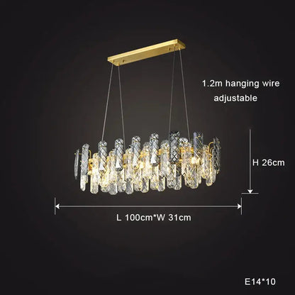 Modern gold crystal round chandelier dining room light