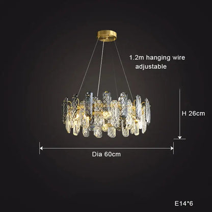 Modern gold crystal round chandelier dining room light