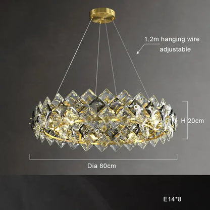Modern gold crystal round chandelier dining room light