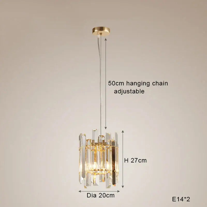 Modern gold crystal round chandelier living room light