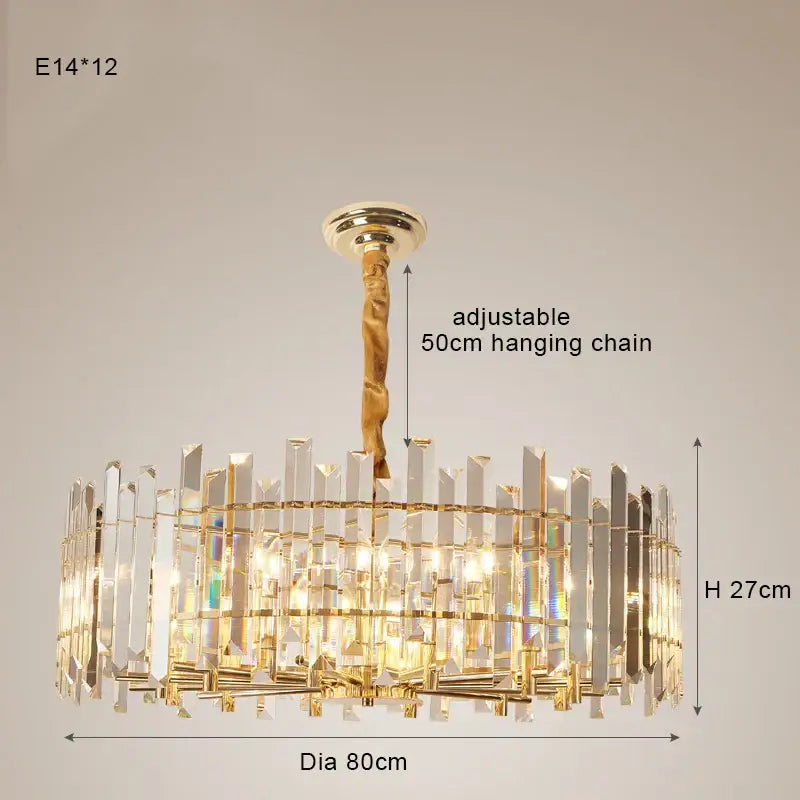 Modern gold crystal round chandelier living room light